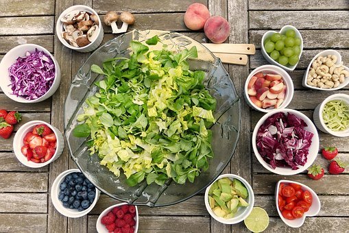 Salad, Fruits, Berries, Healthy