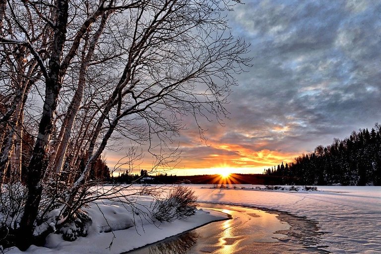  "Winter Landscape, Sunset, Twilight, Winter, Snow, Cold"