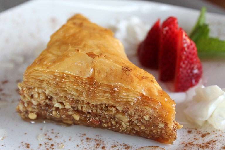 Baklava, Greek, Strawberry, Dish, Sweet, Dessert, Red