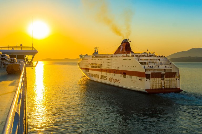 Large cruise ships sail the Mediterranean