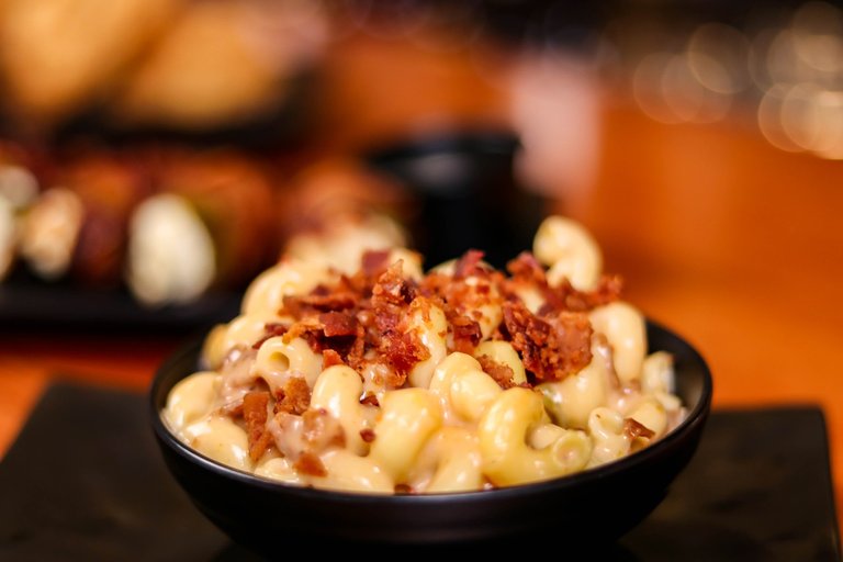 Mac n' Cheese with bacon. Photo by SocialButterflyMMG