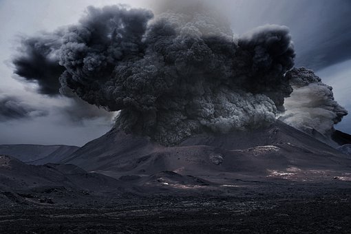 Volcano, Smoke, Ash, Mountain, Landscape