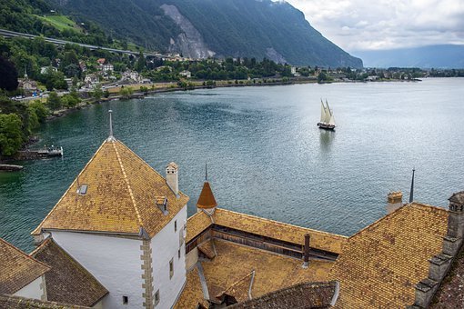 Castle, Lake, Sailboat, Roofing