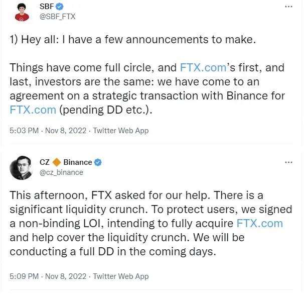 SBF capitulates, raises the whiteflag and agrees to sell to Binance.