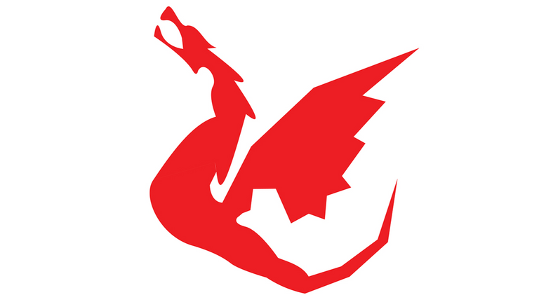 image of red vector dragon on white background