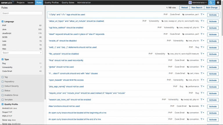 Managing rules for profiles