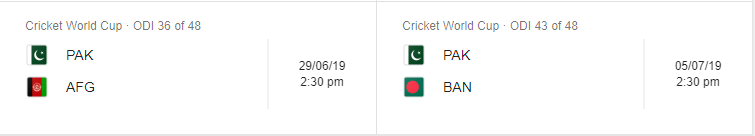 Pakistan Cricket Team World Cup 2019 Schedule 2.png