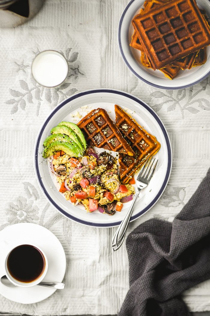 Sweet Potato -Buttermilk- Waffles + Veggie Scramble (Vegan+GF).jpg