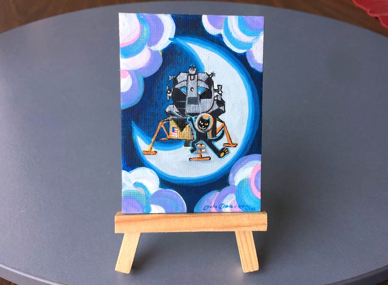 ACEO APOLLO 11 CAT EASEL.JPG