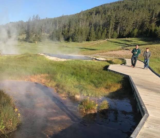 Bryan and Robert Hyde walking in Yellowstone National Park June 27 2018.jpg