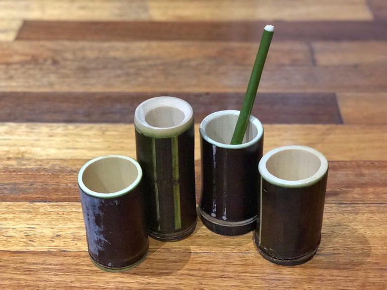 Homemade bamboo drinking cups