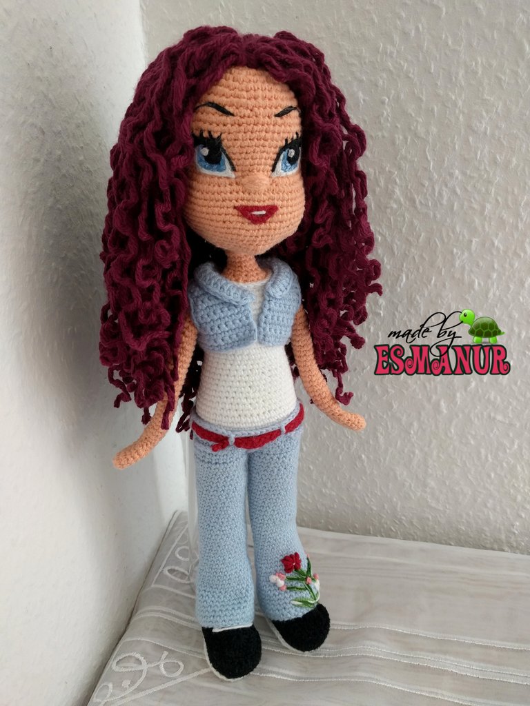 Violetta curly purple hairs esmanur kilic amigurumi dolls puppen girl