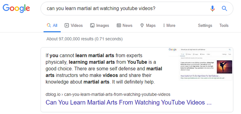 Search result about learning martial arts watching YouTube videos.PNG