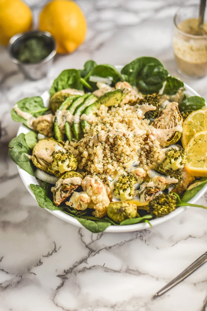 Roasted Veggie & Quinoa Salad + Tahini Lemon Sauce (Vegan+GF)-2.jpg