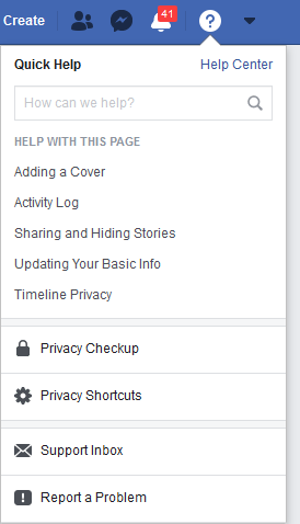 Accessing Facebook Privacy Checkup