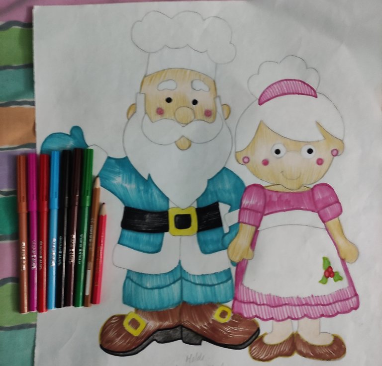 Cute Christmas couple drawing. / Lindo dibujo de pareja navideña. — Hive