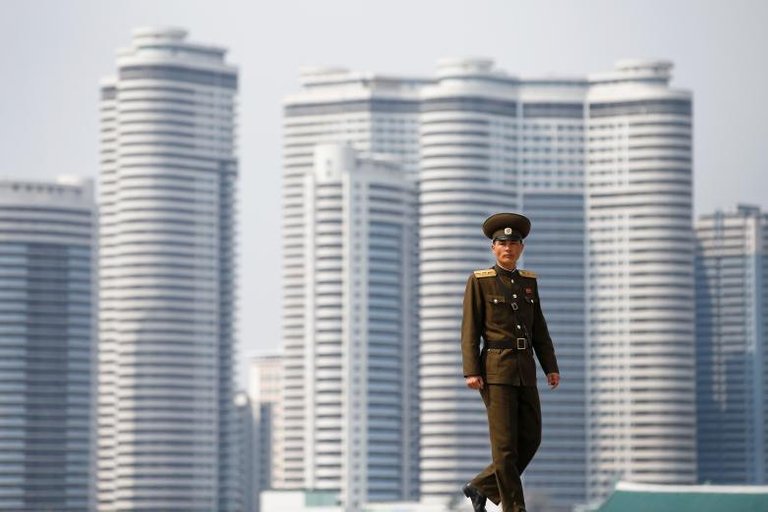 A soldier in central Pyongyang April 16, 2017. REUTERS.Damir Sagolj.jpg