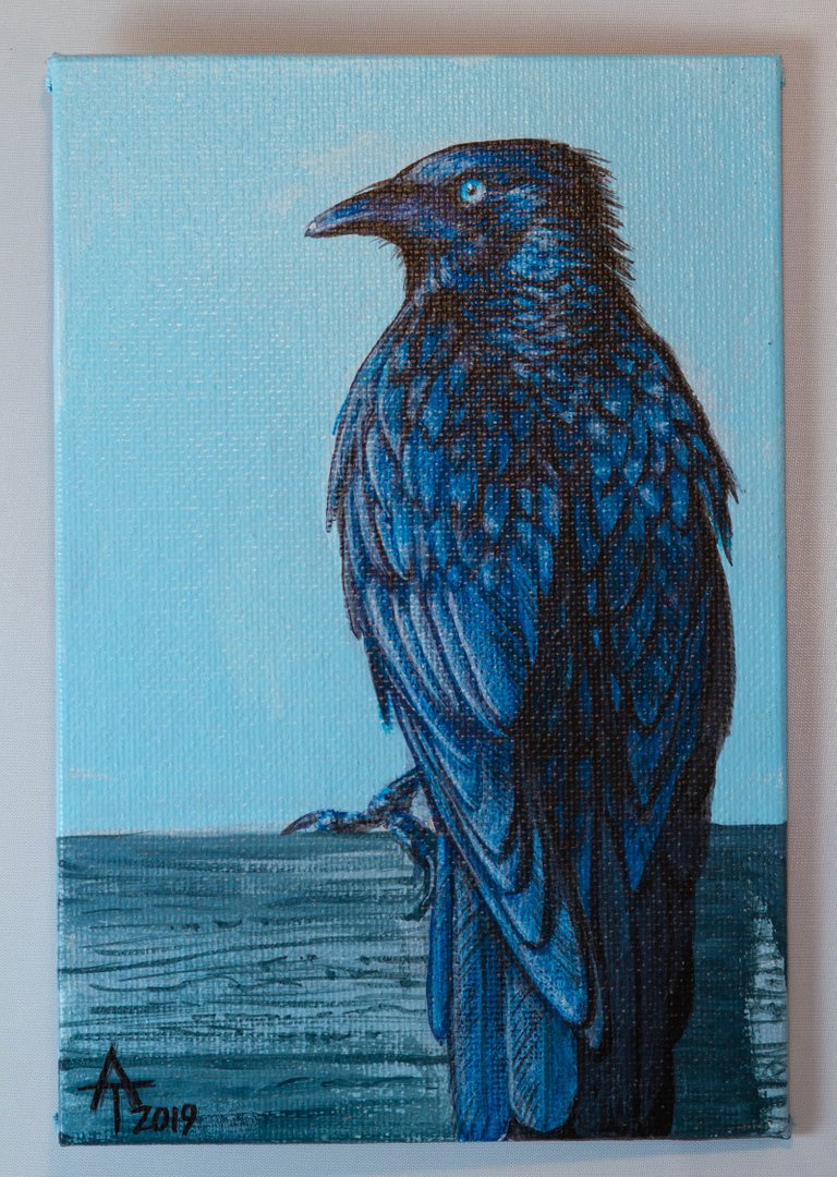 Unnamed Raven #6 - Acrylic on  6x4" Canvas