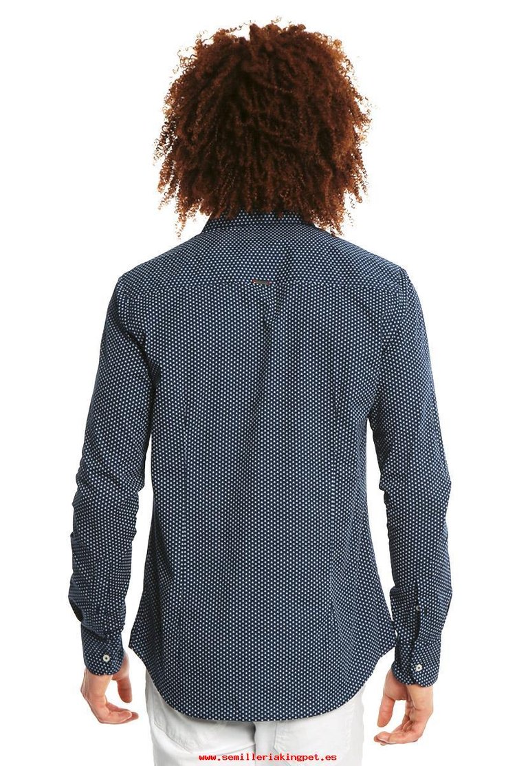 El rendimiento fiable Manga larga Camisa Slim Fit Azul Marino Rewind Azul Algodón Ropa Hombres RE924AT52AMXDFMX_2.jpg