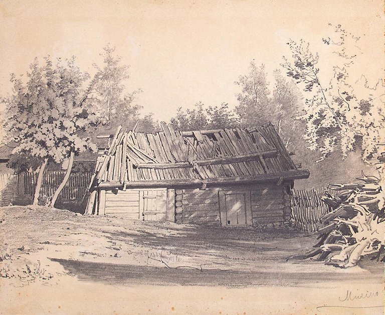 Premazzi Luigi - Dilapidated Shed in a Garden. Sketch.jpg