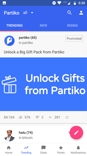 partiko-trending-homescreen