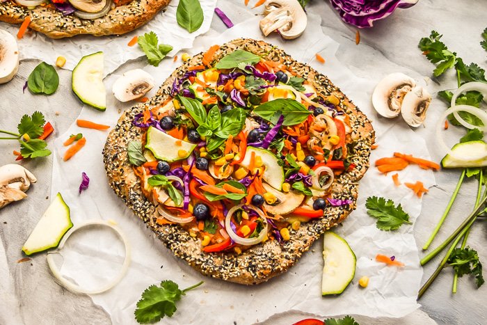 Rainbow Veggie Hummus Pizza & Everything Bagel Crust (Vegan)-6.jpg