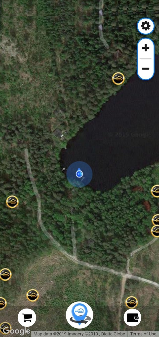 Collecting coins at the lake with the Aircoins App