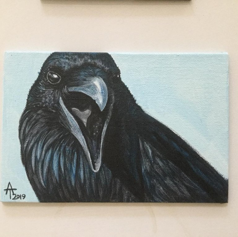 Unnamed Raven - Acrylic on 6x4" Canvas
