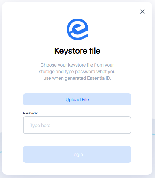 essentia app login page