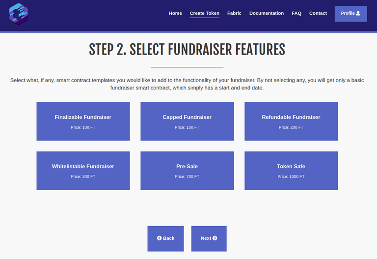 TokenGen-Create-Token-Select-Fundraiser-Features.png