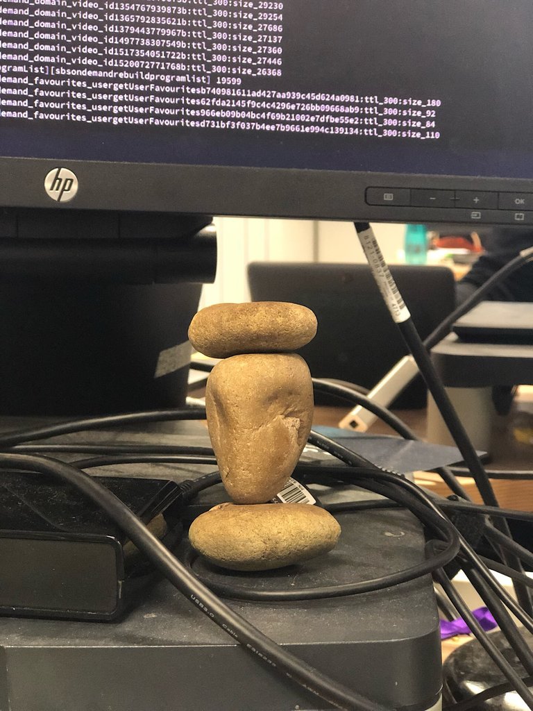 Rock balancing at work