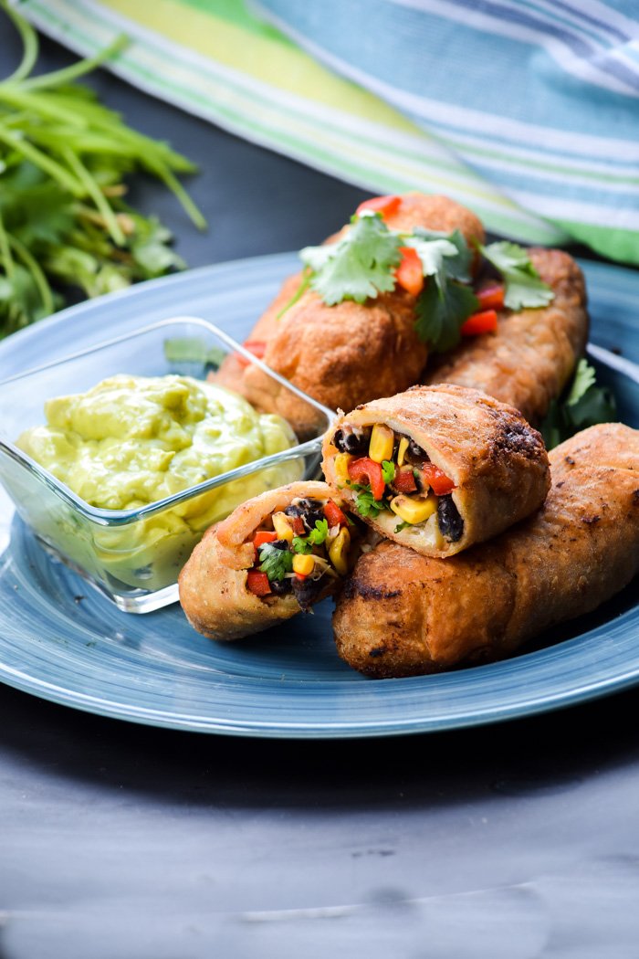 Southwest Egg Rolls and Avocado Ranch Dipping Sauce (Vegan) (1).jpg