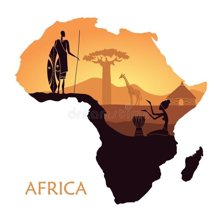 mapafricalandscapesunsetsavannahwarriorwomangiraffevectorbackgroundform93750249.jpg