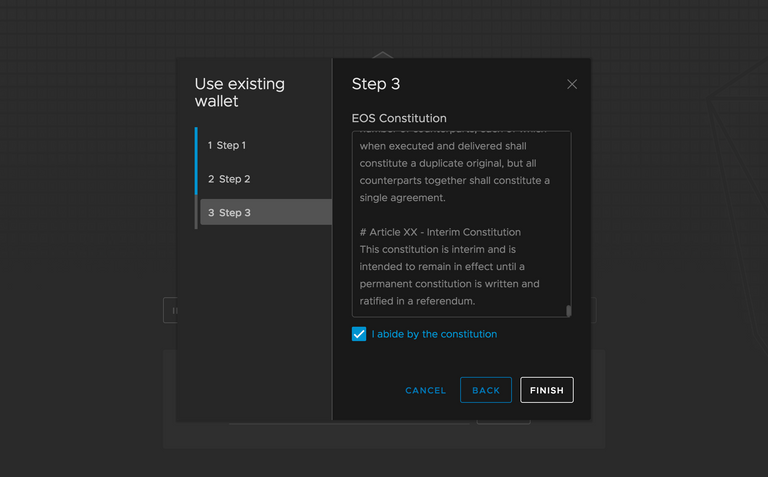 Read and accept EOS Constitution
