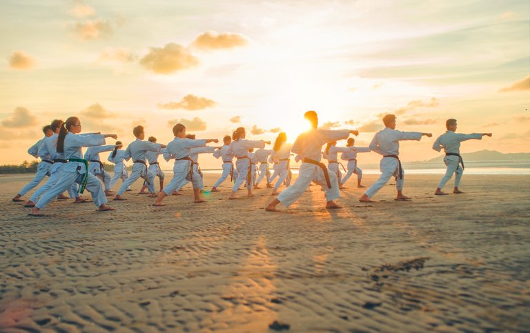 Practice martial art on the beach.jpg