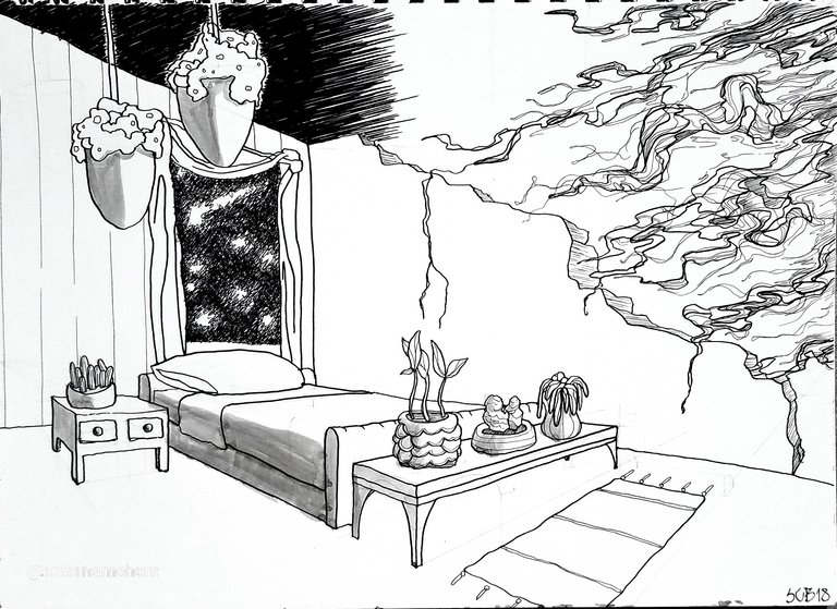 steemit-enternamehere-summer2018-sketches-micron-ink-dreamstate-room-plants.jpg