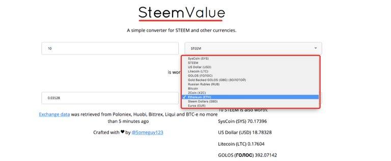 Easily Convert Steem into Other Currencies!