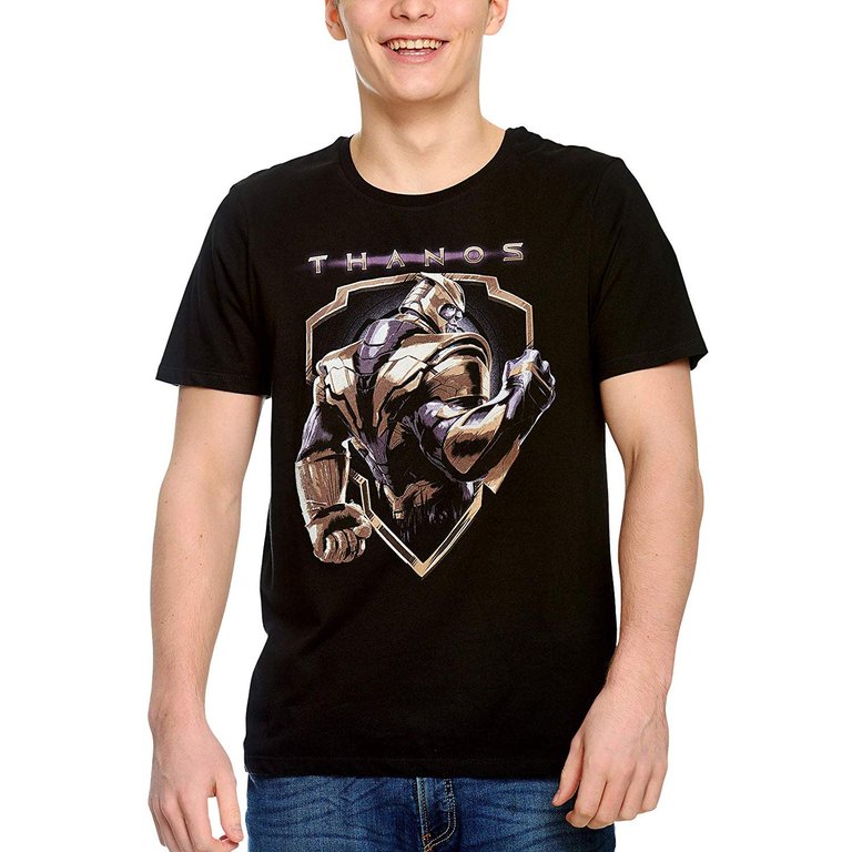 Camiseta para Hombre de Avengers Thanos Crest Endgame Marvel Cotton Black.jpg