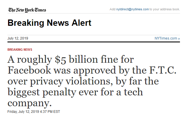 facebook fined $5 billion for privacy breach