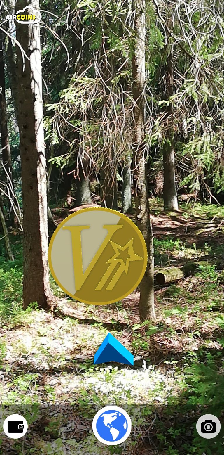 Collecting coins at the lake with the Aircoins App