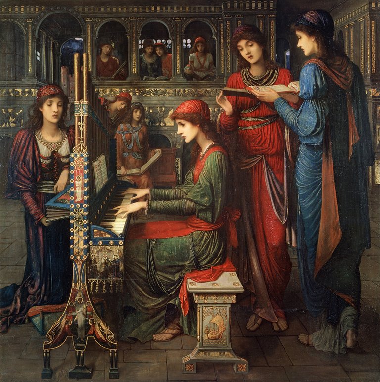 John Melhuish Strudwick 1897 Evensong, St. Cecilia.jpg