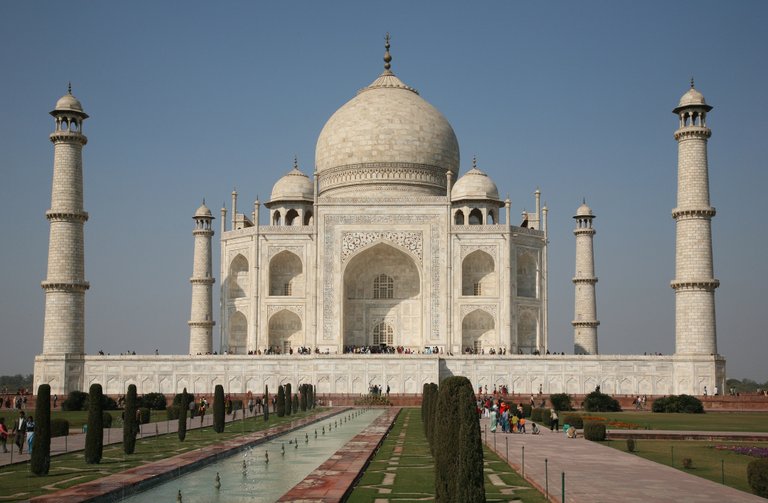 The Taj Mahal mausoleum located in Agra, northern India