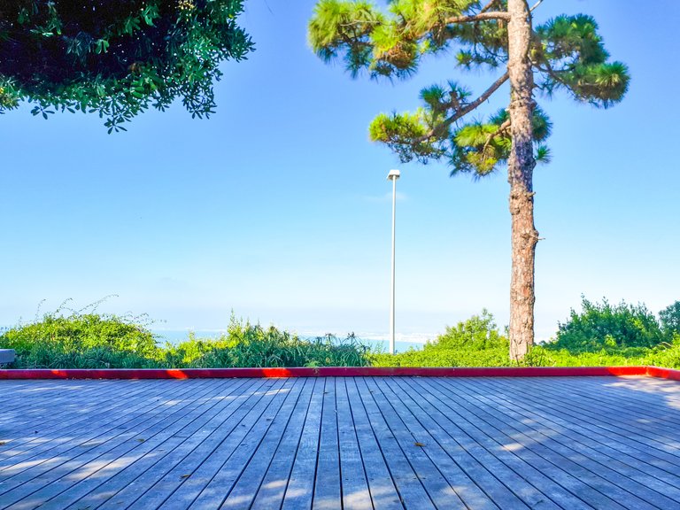 A seating areas over the Louis Promenade in Haifa