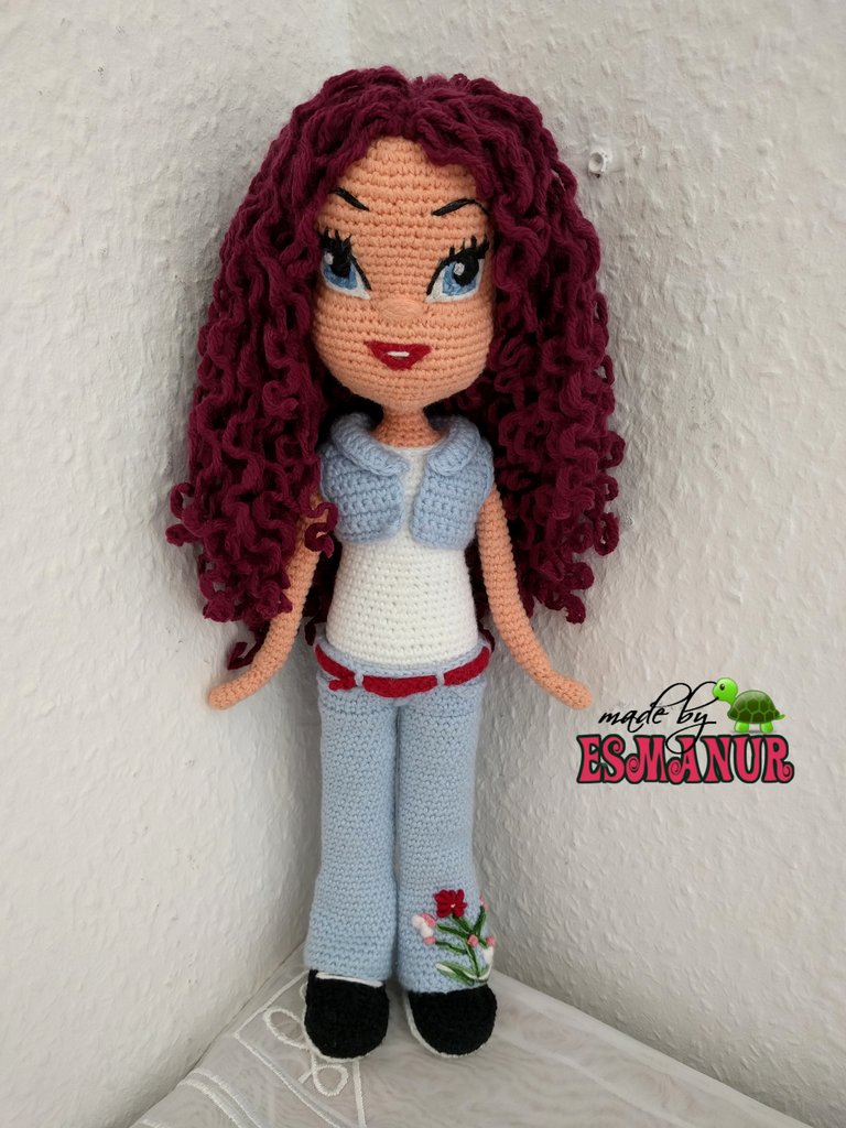 Violetta curly purple hairs esmanur kilic amigurumi dolls puppen girl