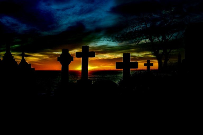 vista diurna de un cementerio