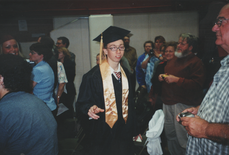 2004-06-08 Tuesday Joey Graduating Walking Afterwards.png