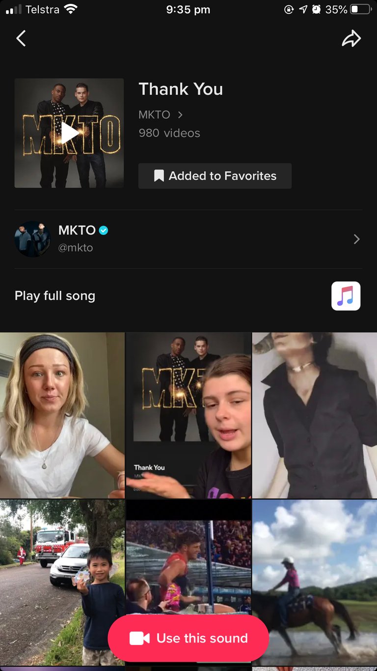 TikTok sound usage page