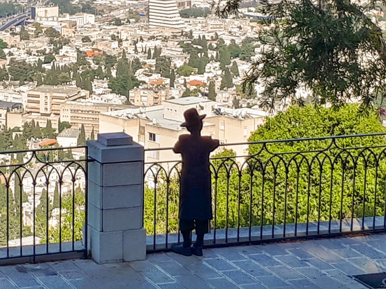 A seating areas over the Louis Promenade in Haifa