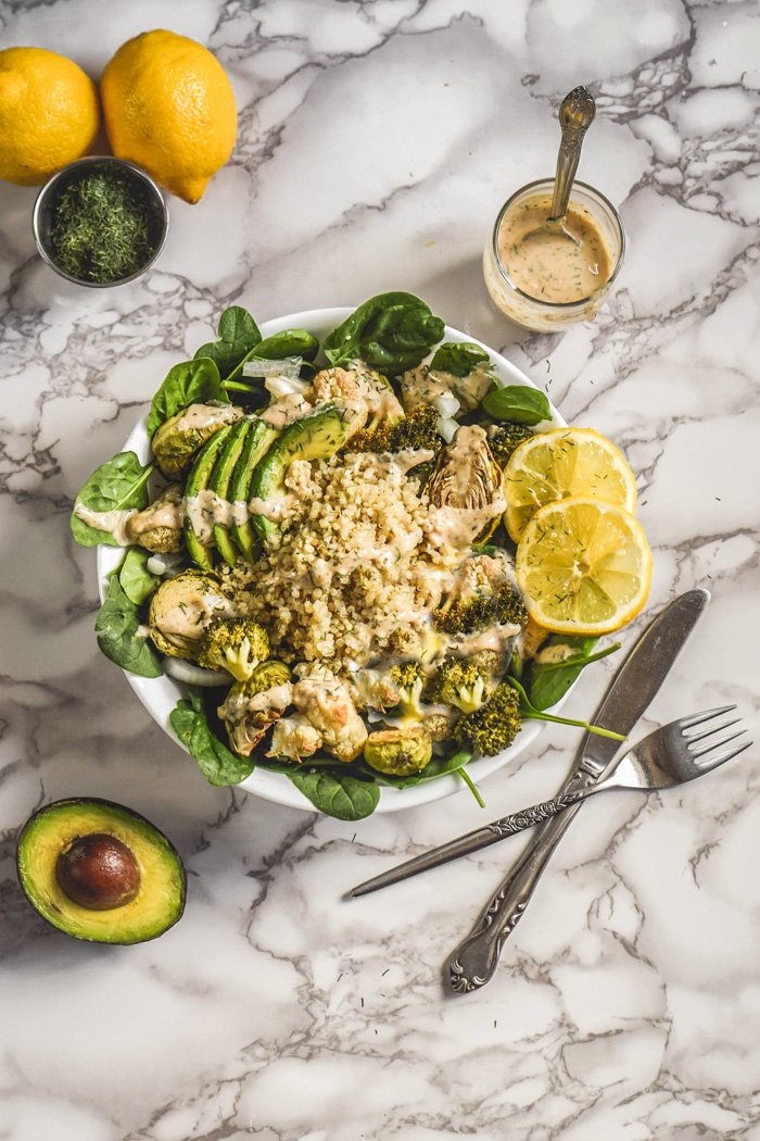 Roasted Veggie & Quinoa Salad + Tahini Lemon Sauce (Vegan+GF)-1.jpg