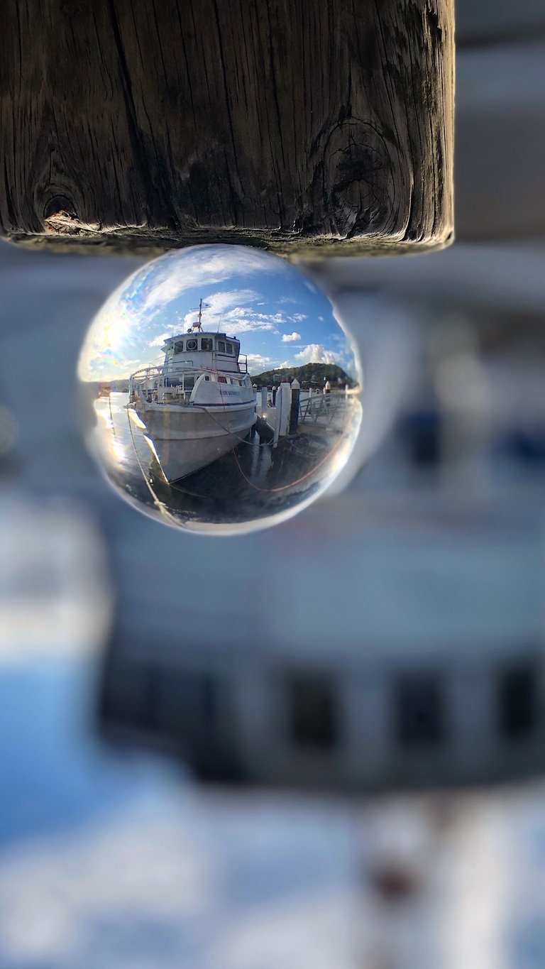 A boat through a lensball